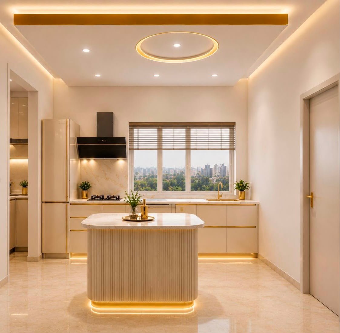 3d Render island Kitchen